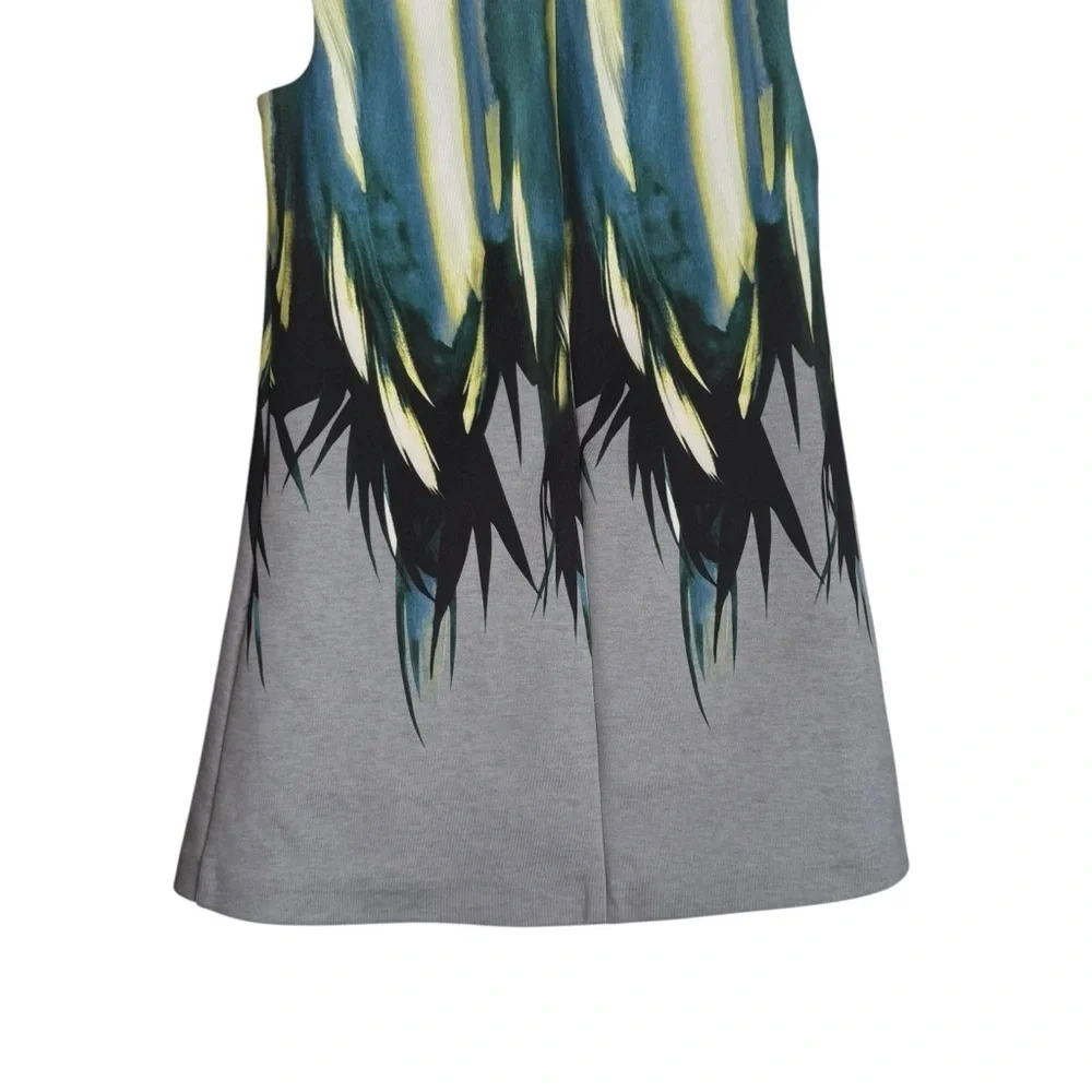 Carlucci Kids Sleeveless Feather Print Dress Girl Size 3T Gray Blue Formal Lined